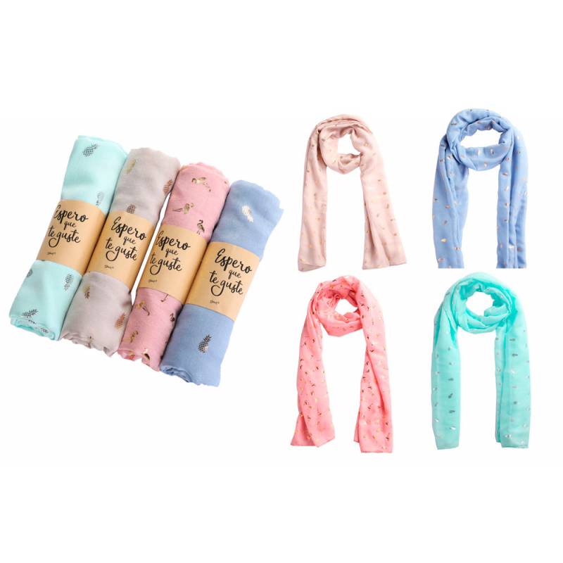 Pañuelo piñas y flamencos con presentación kraft