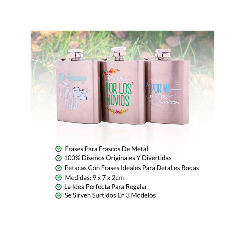 Petaca metal frases happy
