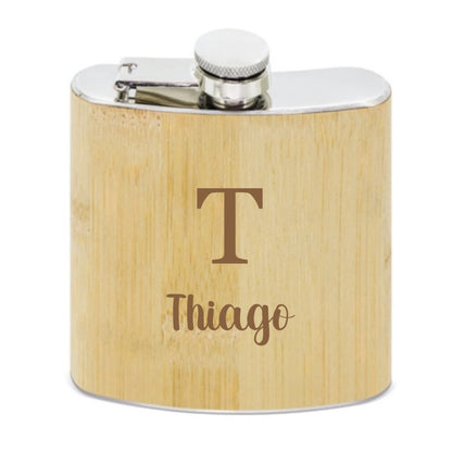 Petaca de bambú y acero inoxidable personalizada