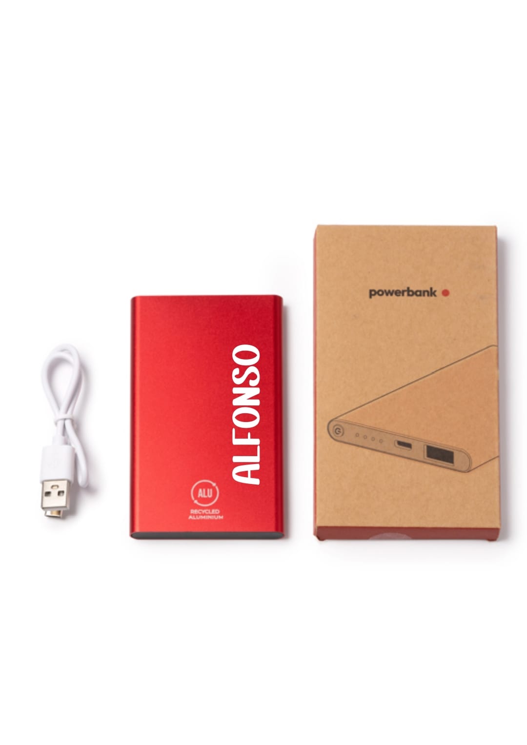 Batería externa personalizada de aluminio reciclado