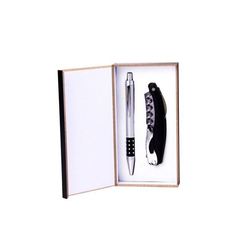 Set bolígrafo + abrebotellas en cajita de madera