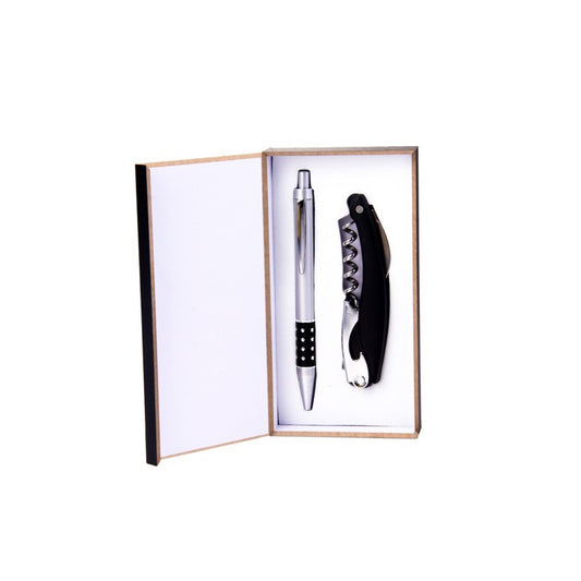 Set bolígrafo + abrebotellas en cajita de madera