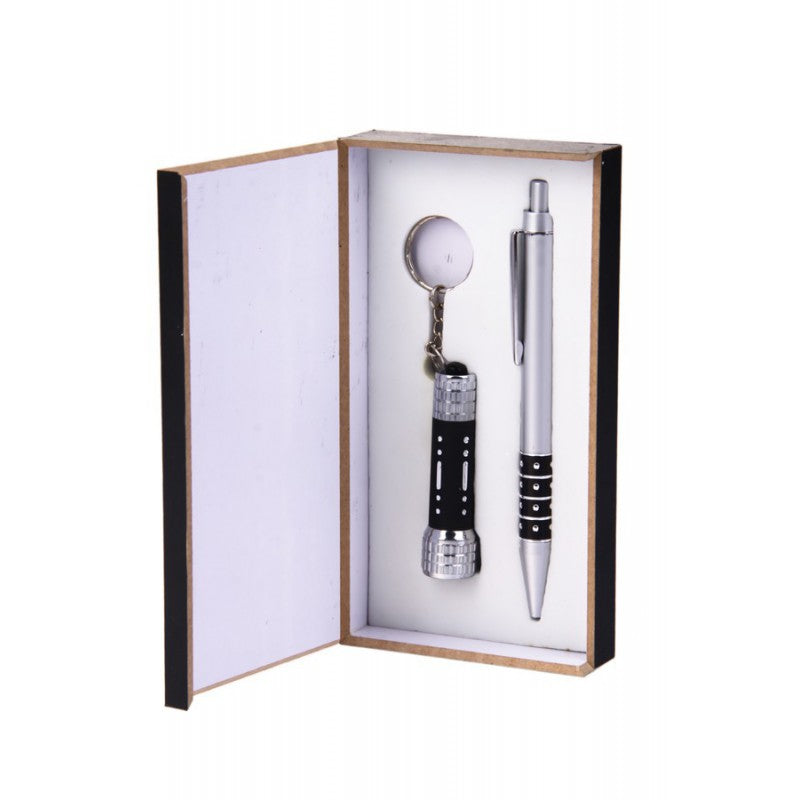 Set Bolígrafo + Llavero linterna en caja de regalo