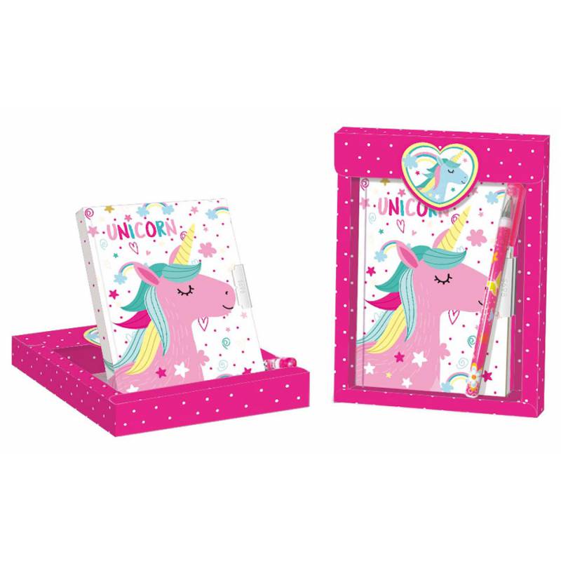 Set de regalo diario + bolígrafo unicornio