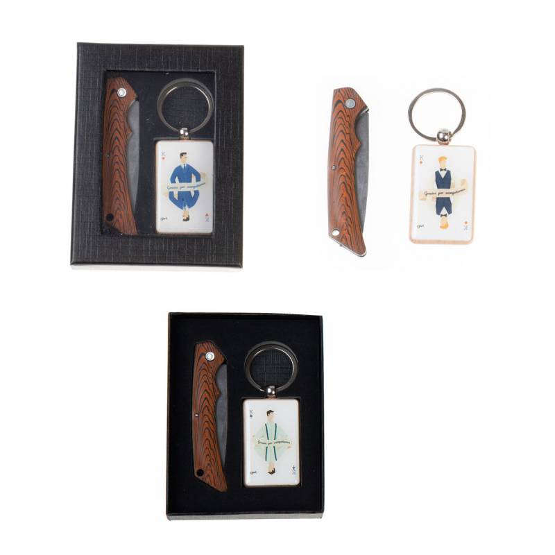 Set navaja + llavero en estuche de regalo carta men